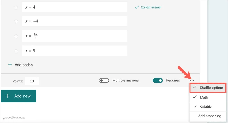 Cómo crear un cuestionario de matemáticas en Microsoft Forms