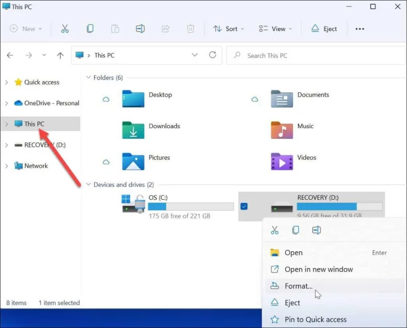 Cara Memformat Pemacu daripada Penjelajah Fail pada Windows 11