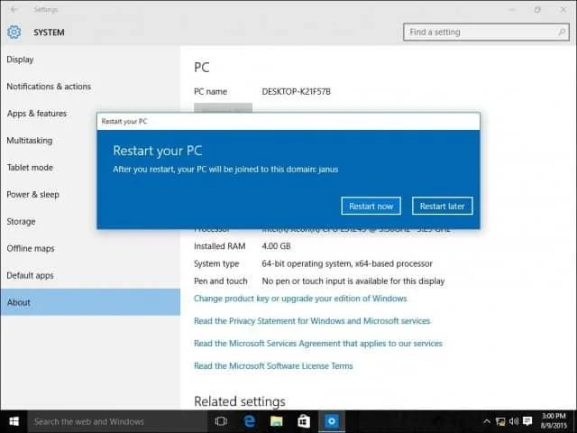 Como associar um PC com Windows 10 a um domínio