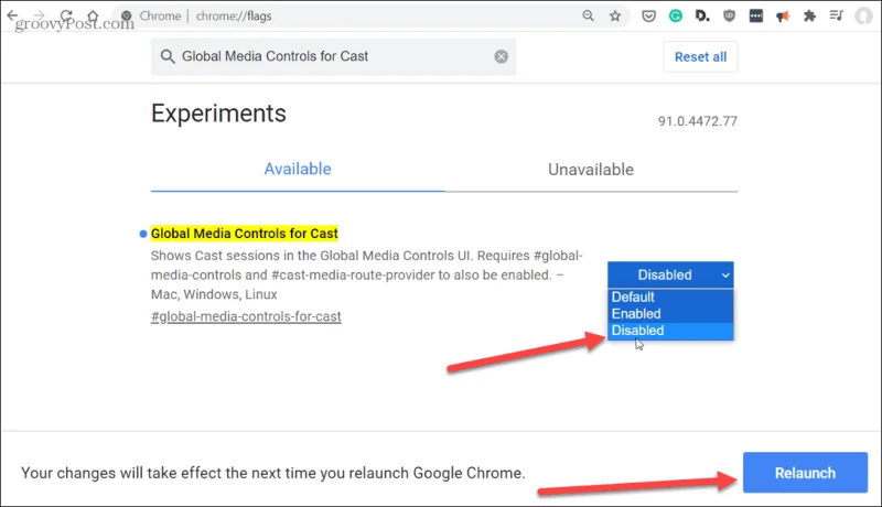 Cómo deshabilitar los controles multimedia de Chromecast en Google Chrome
