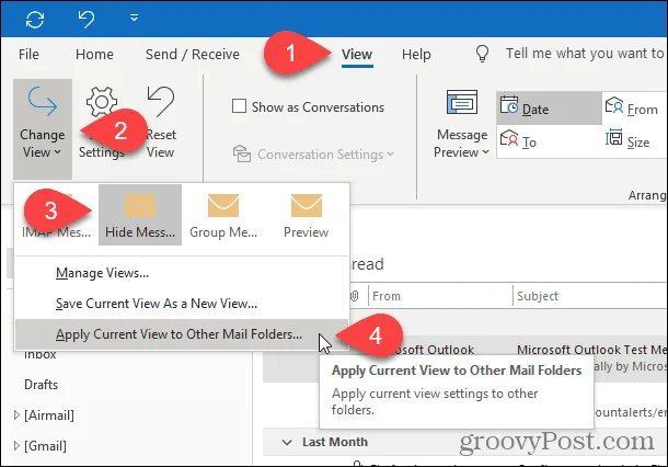 Cara Mematikan Anak Tetingkap Bacaan untuk Semua Folder Sekaligus dalam Outlook