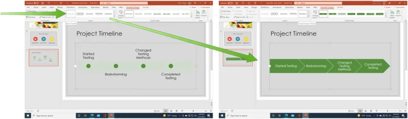So erstellen Sie eine Microsoft PowerPoint-Zeitleiste zum Anzeigen von Daten