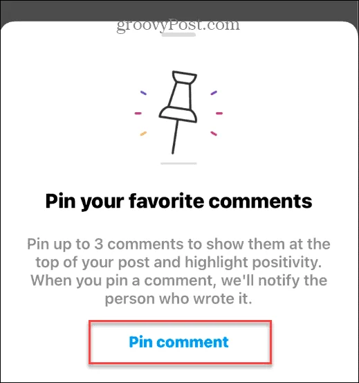 Bagaimana untuk menyematkan Komen di Instagram