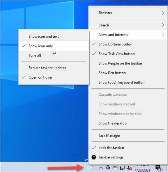 Come disabilitare il widget Notizie e interessi sulla barra delle applicazioni di Windows 10