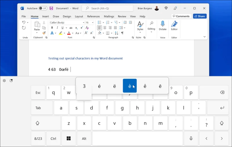 Speciale tekens typen op Windows 11