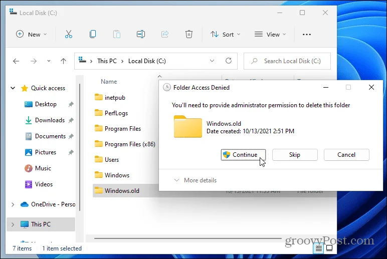 Cómo eliminar la carpeta Windows.old en Windows 11
