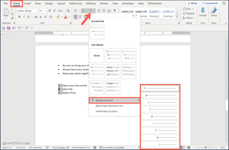 Modificare il rientro di un singolo elemento in Microsoft Word