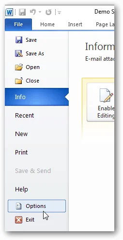 Lumpuhkan Paparan Dilindungi untuk Lampiran Outlook