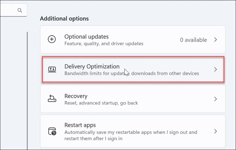 Cómo deshabilitar la optimización de entrega en Windows 11