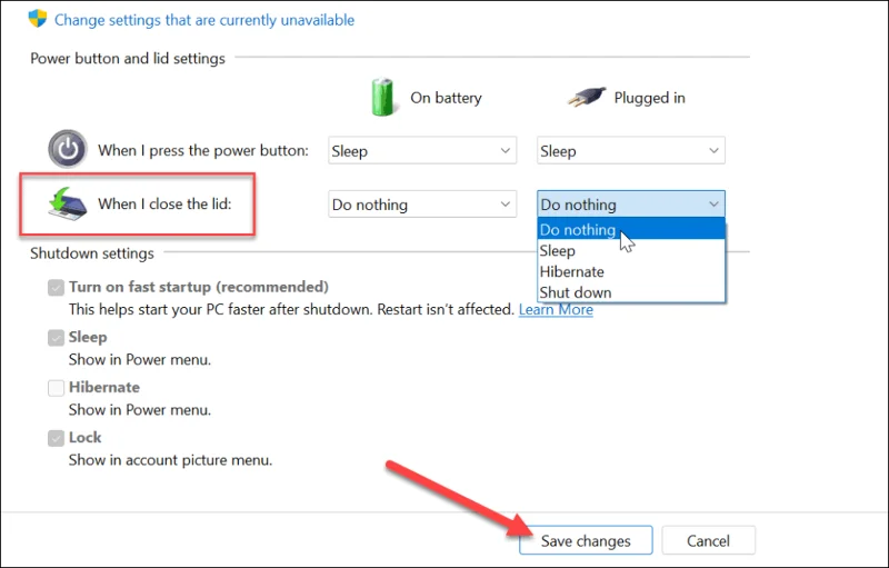 Cómo cerrar la computadora portátil y usar el monitor en Windows 11 y 10