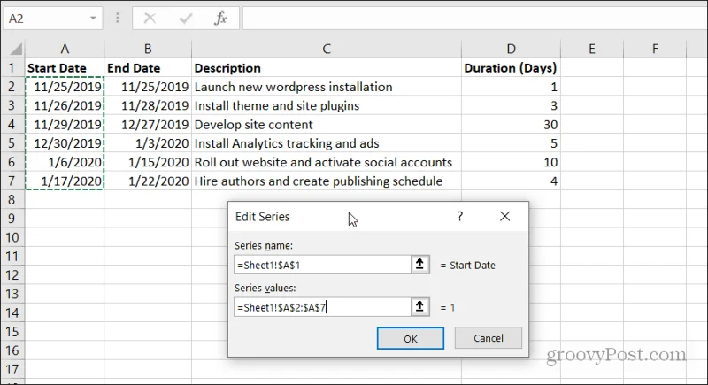 Cara Membuat Carta Gantt dalam Excel