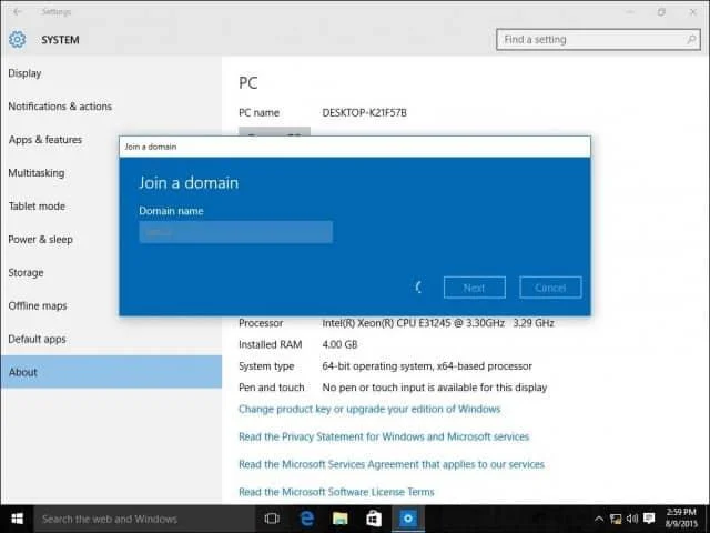 Como associar um PC com Windows 10 a um domínio