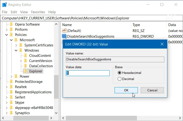 Cómo borrar, eliminar o deshabilitar el historial de búsqueda del Explorador de archivos de Windows 10