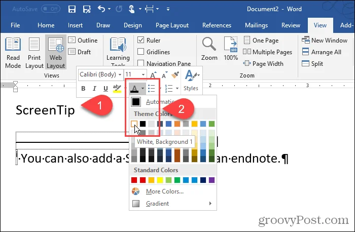 Cara Bekerja Dengan Petua Skrin dalam Microsoft Word