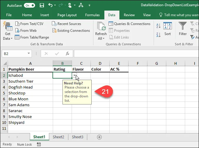 Cara Membuat Senarai Drop-Down Menggunakan Pengesahan Data dalam Microsoft Excel
