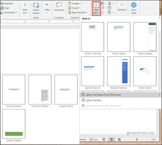 Inserindo uma caixa de texto no Microsoft Word