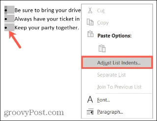 Come regolare i rientri di elenchi puntati o numerici in Microsoft Word
