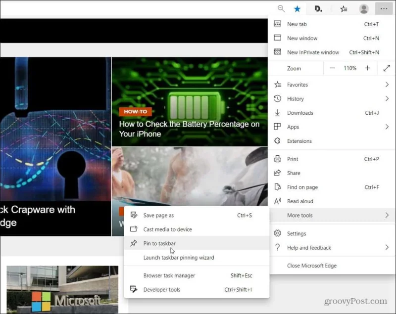 Websites vastzetten op de Windows-taakbalk vanuit Microsoft Edge