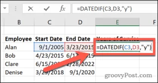 Как рассчитать выслугу лет в Excel