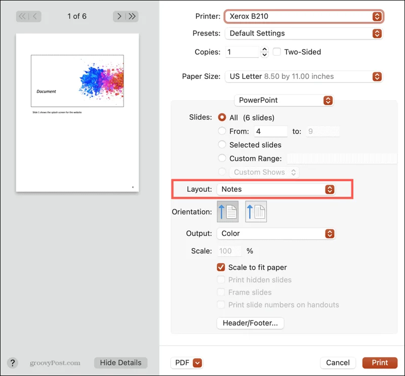 Cómo imprimir una presentación de diapositivas de PowerPoint con y sin notas