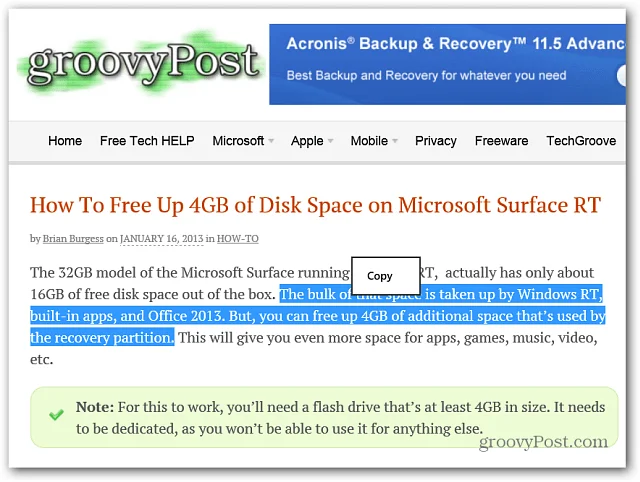 Petua Microsoft Surface: Salin dan Tampal Teks