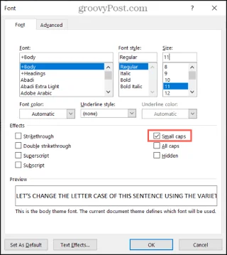 วิธีการเปลี่ยนตัวพิมพ์ใหญ่หรือตัวพิมพ์เล็กใน Microsoft Word