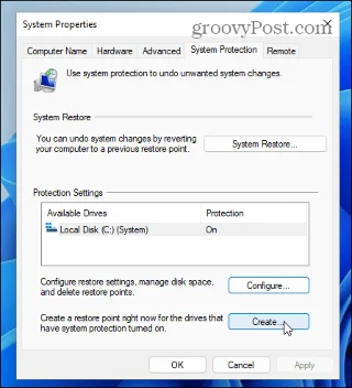 Como criar um ponto de restauração no Windows 11