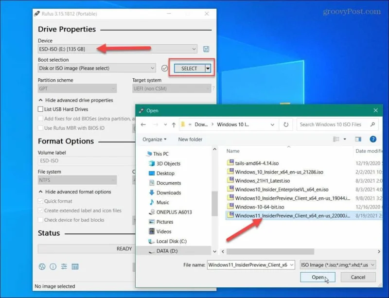 So erstellen Sie mit Rufus ein bootfähiges USB-Laufwerk für Windows 11