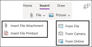 Interface de OneNote pour le Web