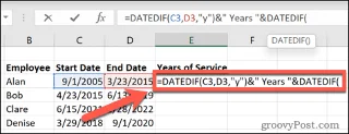 Как рассчитать выслугу лет в Excel
