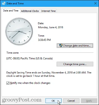 Cara Menyegerakkan Jam dalam Windows 10 dengan Internet atau Masa Atom