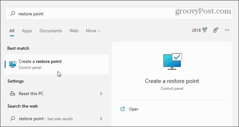 Como criar um ponto de restauração no Windows 11