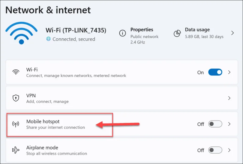 Cómo crear un punto de acceso móvil en Windows 11