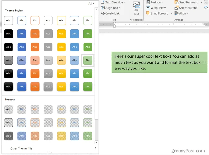 Estilos de forma no Microsoft Word