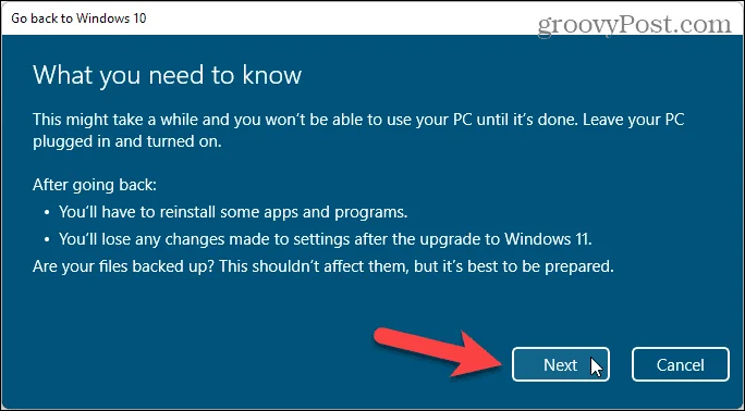 So führen Sie nach der Installation von Windows 11 ein Rollback zu Windows 10 durch