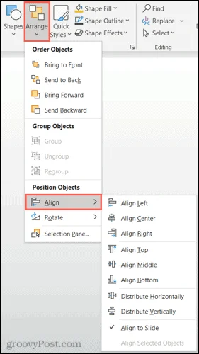 Microsoft PowerPoint Slayt Gösterisinde Nesneleri Hizalama
