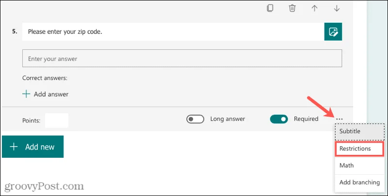 Eliminar restricciones en Microsoft Forms