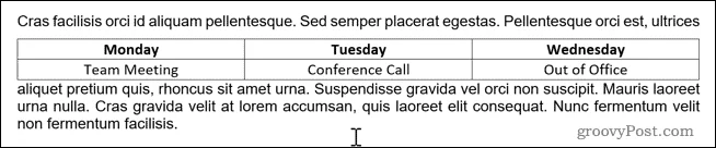 Cara Membungkus Teks Di Sekitar Jadual dalam Word