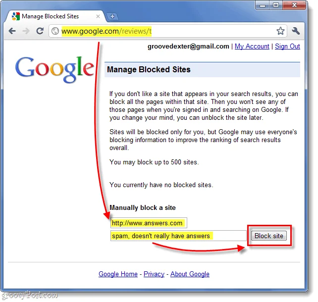 Cara Menyekat Tapak Web Tertentu daripada Hasil Carian Akaun Google Anda