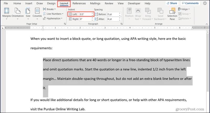 Cara Memasukkan Sebut Harga Blok dalam Microsoft Word