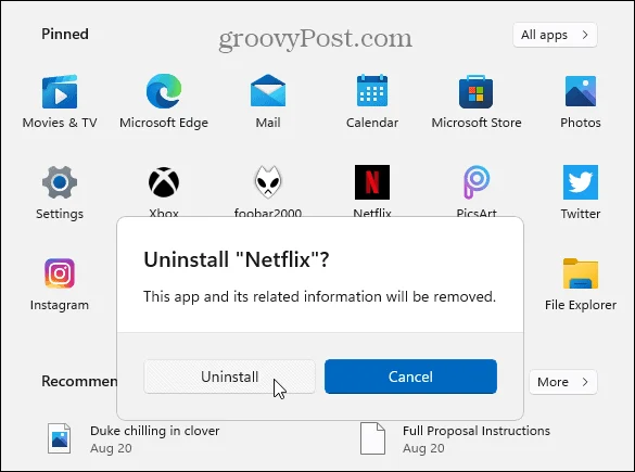Как удалить приложения в Windows 11