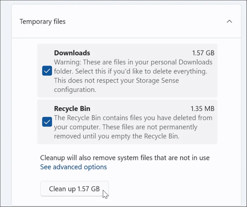 4 formas de eliminar archivos temporales en Windows 11