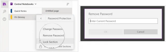 Supprimer le mot de passe dans OneNote