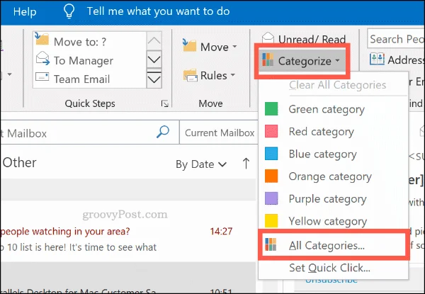 Cara Menonjolkan E-mel Penting dalam Outlook