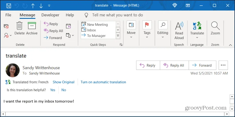 Cara Menterjemah E-mel Masuk dalam Microsoft Outlook