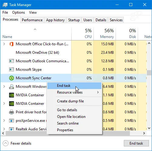 Как остановить запуск Центра синхронизации (Mobsync.exe) в Windows