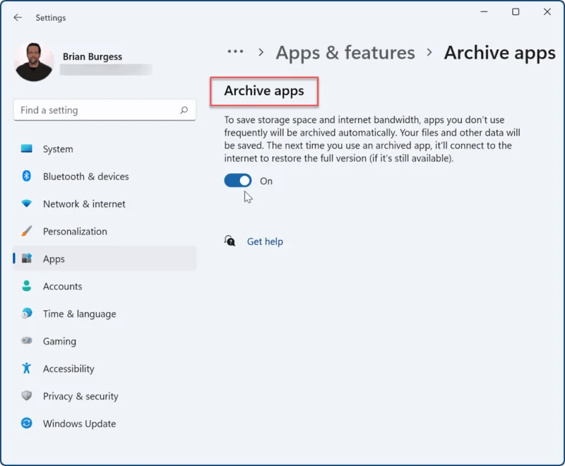 Cara Mendayakan Apl Arkib pada Windows 11