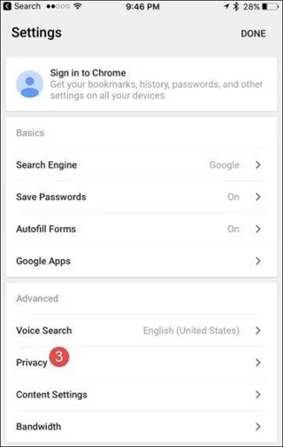 Cara Mengosongkan Cache, Sejarah dan Kuki Penyemak Imbas Google Chrome pada iOS