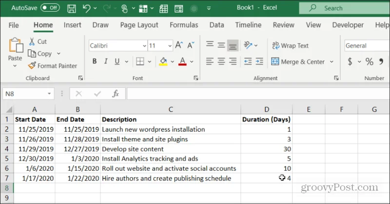 Cara Membuat Carta Gantt dalam Excel