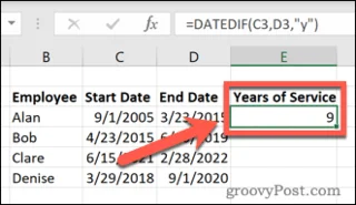 Как рассчитать выслугу лет в Excel